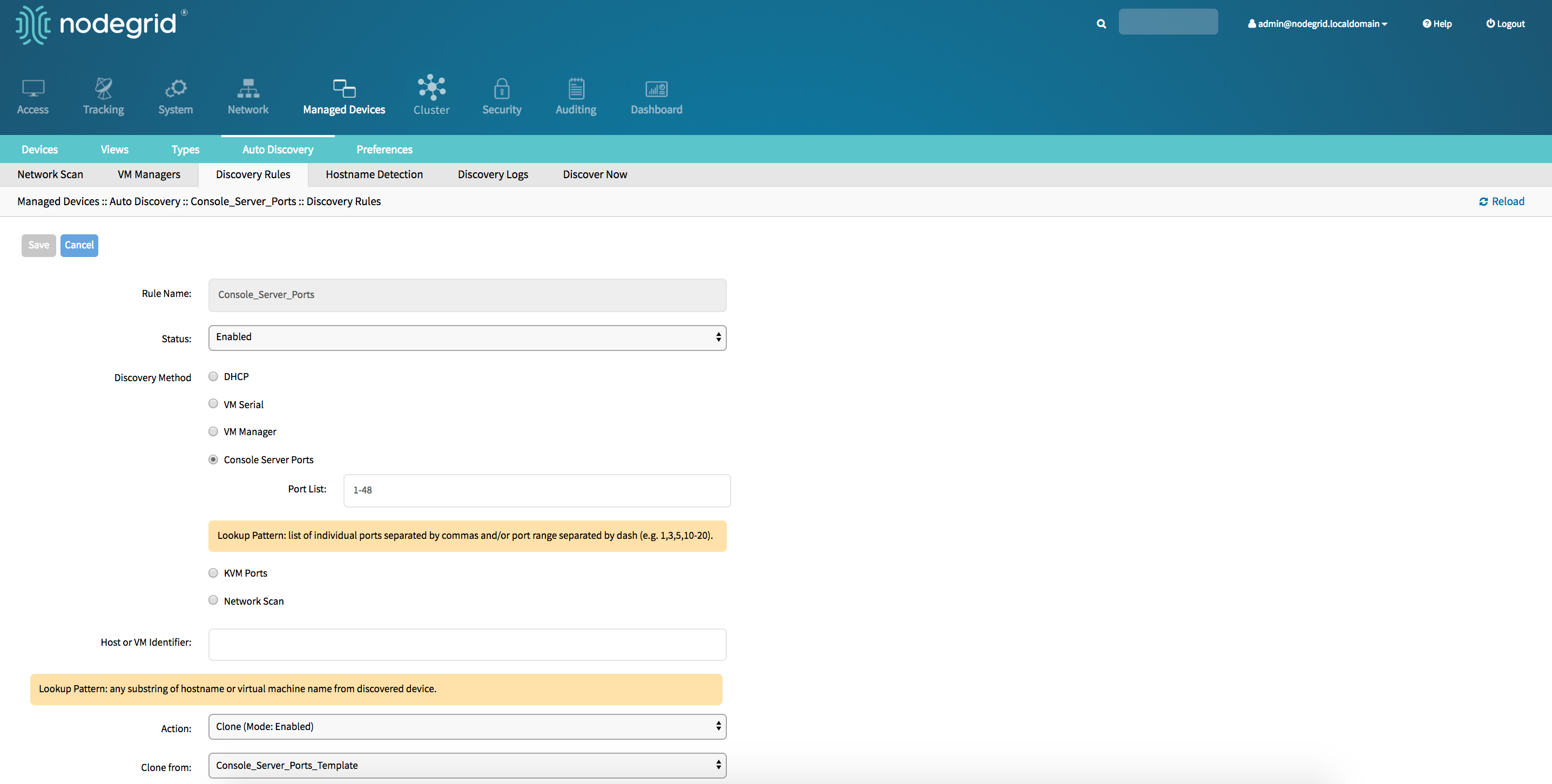 Discovery Rules - Console Server